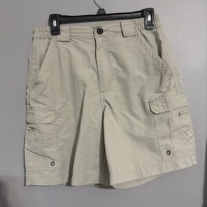 Reel Legends Performance Outfitters Cargo Shorts Mens Sm Beige 100% Nylon Hiking
